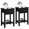 Yaheetech Set 2 Comodini Camera da Letto Comodini con Cassetto e Ripiano Tavolini Stile Shabby Chic Tavolini da Divano Moderni da Salotto 40 x 30 x 61 cm Tavolini Laterale Nero