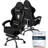 Huracan Sedia Gaming con funzione di massaggio, Poltrona da Gaming con Poggiapiedi e Poggiatesta e cuscino lombare, braccioli combinati, Ergonomica Sedia da Gamer per YouTube Livestreaming Xbox, nero