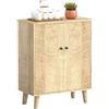 HOMCOM Credenza per Soggiorno Mobile multiuso Stile vintage per Cucina con 2 Ripiani interni, in Truciolato, 60x30x76cm, Color Legno