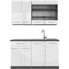 Vicco Cucina completa Fame-Line, Bianco lucido/antracite, 140 cm, PL Antracite, adatto per la combinazione individuale con altri moduli