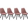 Happy Garden Set di 4 sedie in velluto rosa NORA con cuscino