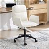 chairus Sedia Scrivania in Tessuto Sedia Girevole con Ruote Poltrona da Ufficio Altezza Regolabile Poltroncina con Gambe in Metallo per Ufficio/Studio/Reception, Bianco