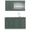 Vicco Cucina completa Fame-Line, Verde-oro rustico/Bianco, 140 cm, PL Antracite, compatibile con i comuni elettrodomestici e abbinabile ai lavelli