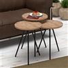 [en.casa] Set di 3 Tavolini Bassi da Salotto in Altezze Diverse 3 Tavolini in Stile Treppiede con Piani Rotondi - Effetto Legno