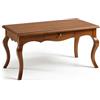 Mar.c.a. Design - Tavolino Rettangolare con Cassetto e Gambe Curve - Tavolino Legno Salotto 100x50x45 cm in Stile Arte Povera - Made in Italy