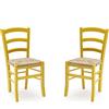 Liberoshopping Sedie Venezia in Legno massello Colorata con Seduta in Paglia Set da 2 (Giallo)