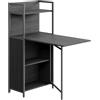 Vicco Scrivania Savio, Nero, 57 x 30 cm con piano del tavolo pieghevole, utilizzabile come tavolo a parete pieghevole con ripiani
