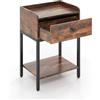 KOMFOTTEU Comodino con cassetto e ripiano, comodino in legno, tavolino da divano, stile industriale, console notturna, 42 x 30 x 60 cm, per camera da letto, soggiorno (1)