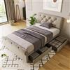 Ctastay Letto Singolo 90x200 cm Letto Imbottito con 2 Cassetti,con Testata Imbottita, Rete a Doghe in Legno e Telaio in Metallo, Lino, Grigio, Senza Materasso.