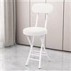 QTWLG Sgabello Pieghevole In Pelle, Sedia Pieghevole Imbottita, Sgabello Da Bar Pieghevoli Portatile Con Schienale E Poggiapiedi(White)