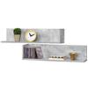 [en.casa] Set da 2 Mensole da Parete a Forma di L 75 x 16,5 x 16,5 cm 2 Consolle Pensili da Muro Libreria Portaoggetti - Effetto Cemento