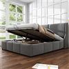 Moimhear Letto imbottito, a forma di orecchio, letto matrimoniale, letto funzionale idraulico, grigio (140 x 200 cm)