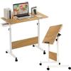 Wohenster Scrivania Pieghevole per Computer Regolabile in Altezza 65-88 cm,Tavolo Pieghevole Salvaspazio Tavolino con Ruote 80x40cm Scrivanie per Ufficio Camera da Letto Divano Soggiorno, Beige