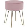 IlGruppone Pouf Poggiapiedi In Velluto Con Gambe Dorate Elegante Imbottito Sgabello Per Toeletta Mobile Trucco Ottomano Ingresso Tavolino Camera Da Letto Soggiorno Salotto - Rosa Antico - Rotondo