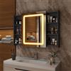 YU YUSING Specchio Bagno Contenitore con 6 Ripiani 55x70x16cm, Mobile Bagno con Specchio a LED, Armadietto Bagno Sospeso Scorrevole, 3 Colori Regolabili, Display dell'Ora, Antiappannamento, Nero