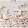 BenyLed Set da tavolo rotondo e 4 sedie per cucina, terrazza, giardino, balcone o sala da pranzo, tavolo e sedie, set di 5 pezzi (bianco+DTYZ), DTYZ-05