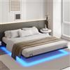 DICTAC Letto 180x200cm con Luce,Struttura Letto a Piattaforma in Metallo con Rete a Doghe Telaio Letto Matrimoniale Facile da Montare, Senza rumori per Modernità Camera da Letto, Nero