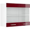 Vicco Mobile da cucina in vetro R-Line, Rosso lucido, 80 cm, per la libera combinazione all'interno di sistemi cucina modulari