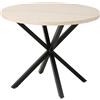 GrandCA HOME Tavolo da Pranzo Rotondo con Piano Moderno Effetto MDF, Tavolo da Pranzo da Cucina con Quattro Gambe in Metallo, per Sala da Pranzo, Travertino Giallo