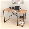 [en.casa] Scrivania con 2 Ripiani Laterali (AxLxP) 75 x 120 x 60 cm Postazione di Lavoro Tavolo da Studio con Telaio in Metallo Nero e Piani in Effetto Rovere