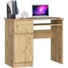 AKORD | Scrivania con Ripiano per Tastiera, Cassetto e Armadietto Sul Lato Sinistro | Scrittoio per Ufficio | Scrivania per Computer PC Laptop | Salvaspazio | 90x77x50 cm | 30 kg Quercia Artigianale