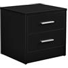 [en.casa] Comodino con 2 Cassetti per Camera da Letto Mobiletto Notturno Tavolino Laterale di Archiviazione per Soggiorno Ufficio 38 x 34 x 37 cm - Nero