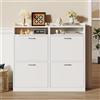 ChromaCasa Scarpiera Salvaspazio Slim Con 4 Ribalte & Ultrasottile di 20 CM, Adatto a Scarpe Fino EU 47, Scarpiera Ingresso Con 4 Scomparti Per Corridoio, Ingresso E Soggiorno (105.5x100x20cm, Bianco)