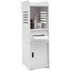 SanBouSi Armadio da bagno alto e sottile, in legno, con 1 cassetto, porta carta igienica, armadietto inferiore, 80 x 20 x 20 cm, bianco