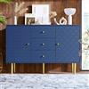 Idemon Cassettiera con 2 ante e 3 cassetti, ripiano regolabile, per soggiorno, camera da letto, blu navy, H82/B120/T40 cm
