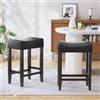 Ckaff Set di 2 Sgabelli da Bar, Sgabelli da Bar ad Altezza Bancone Sgabello da Sella Alto da 65.5cm, Sedia Trucco Cucina in Pelle PU, Poggiapiedi per Sala da Pranzo, Cucina ad Isola, Caffetteria, Nero