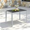 Clevich Tavolo da giardino resistente alle intemperie, 110 x 70 cm, tavolo da pranzo per esterni, in WPC, telaio in alluminio, resistente alle intemperie, tavolo quadrato per terrazze, colore: argento