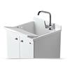 Arredamenti Montegrappa Mobile Lavatoio Interno Arredamenti Montegrappa Look One 60X50 H85 cm Cerniere Economico Piedini Fondo Ripiano Alluminio Anta Legno Nobilitato Bianco Asse Vasca Lavabo Termoplastico Lavapanni Pomello