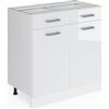 Vicco Mobiletto base per cucina R-Line, Bianco lucido, 80 cm