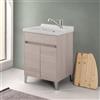Inbagno Mobile Lavatoio 60x50 Cm Rovere Chiaro Way Con Vasca In Ceramica Dolomite, Struttura Già Montata In Legno Nobilitato Con 2 Ante E Apertura A Gola Asse Non Inclusa