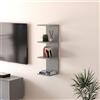 [en.casa] Mensola da Parete Sospesa con 4 Ripiani Scaffale Verticale a Muro Libreria Pensile per Libri Decorazioni Soggiorno Studio Ingresso 95x30x28 cm - Grigio
