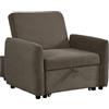 Brigros WeHome - Poltrona Letto Con Braccioli In Tessuto Con Piedini Neri, Poltrona Relax Trasformabile In Chaise Longue E In Letto Singolo, Pouf Poltrona Per Camera Da Letto E B&B (Tessuto, Marrone Chiaro)