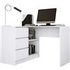 3E 3xE living.com SCRIVANIA LYNNA B16 SINISTRA BIANCA Piccola scrivania ad angolo con tre cassetti, lato sinistro, Dimensioni: Altezza: 77 cm, Larghezza: 124,5/85 cm, Profondità: 45/48,5 cm