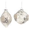 Goodwill Pallina di Natale addobbo per Albero, Sfera in Vetro Bianco con Perline Vintage 13.5 cm 2 Varianti (1pz) Fuso