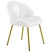 Yaheetech Sedia da Salotto Moderna Design a Conchiglia Sedia Imbottita da Soggiorno Poltrona in Velluto Camera da Letto Sedie con Schienale Gambe in Metallo Portata 136 KG Bianco/1 Pezzo