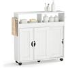 LIFEZEAL - Mobiletto da bagno con ruote, armadio sottile con ripiano regolabile, scomparti aperti, porte scorrevoli, portasciugamani per soggiorno, cucina, ingresso, 75 x 20 x 72 cm