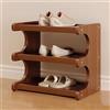 HEFJIAYCIQ Scarpiera Per Armadio, Organizer Per Scarpe Con Connettori in Bambù Fissati Con Viti, Scaffale Multifunzionale Per Spazi Ridotti,3 tier brown,30x20x36cm