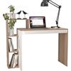 sogesfurniture BHEU-SZKST-BD-TW - Scrivania per computer portatile con ripiani, 110 x 40 x 91 cm, in teak e bianco