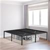 Froadp Telaio letto in metallo, 140 x 200 cm, altezza 41,5 cm, con spazio sotto il letto, in metallo, per ragazzi e adulti, colore nero