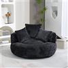 SUKY Lazy Sofa Durevole Comfort Lounger Schienale Alto Poltrona Sacco Divano con TRE Cuscini, Interno ed Esterno, Poltrona Sofa Gaming Singola per Camera da Letto, Ufficio, 108 x 108 x 52 cm (Nero)