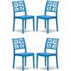 REDÒKASA Set 4 sedie in polipropilene TETI, MADE IN ITALY, impilabile, idrorepellente, resistenza raggi UV, design moderno albero della vita per sala da pranzo, cucina, bar, ristoranti, esterno (Azzurro, 4)