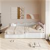 WOBOPCG Divano Letto Imbottito 90x200, Divano Letto Singolo con LED Letto per Bambini con Contenitore Struttura Letto con Rete in Doghe Letto da Giorno Singolo per Ospiti Adolescenti (Bianco + Velluto Teddy)