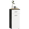 kleankin Mobile Bagno con Cassetto e Armadietto a un'Anta, Mobiletto da Bagno Salvaspazio in Legno, Armadietto per Sala da Pranzo, Salotto, Soggiorno, Cucina, 35x30x77.5 cm, Bianco e Nero