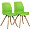 CLP Set 2 sedie da Pranzo Imbottite Luna, Sedia Moderna con Schienale, Portata Fino a 136 kg, per Cucina, Sala da Pranzo e Soggiorno, Colore:Verde, Materiale:Plastica