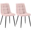 CLP Set di 2 sedie da pranzo Tilde I Sedie da cucina imbottite con rivestimento trapuntato I Sedie imbottite con struttura in metallo, Colore:rosa, Materiale:Velluto
