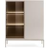 3E 3xE living.com Vetrina bassa moderna con frontale scanalato, 104×126×39 cm, Cashmere/Oro